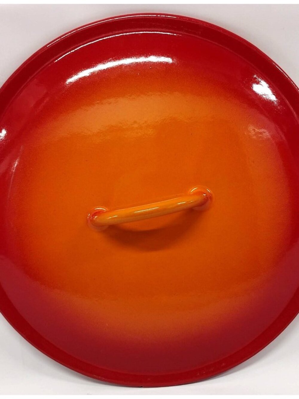 Descoware Belgium Flame Orange Enameled Cast Iron Lid 10 Inch Diameter LID ONLY